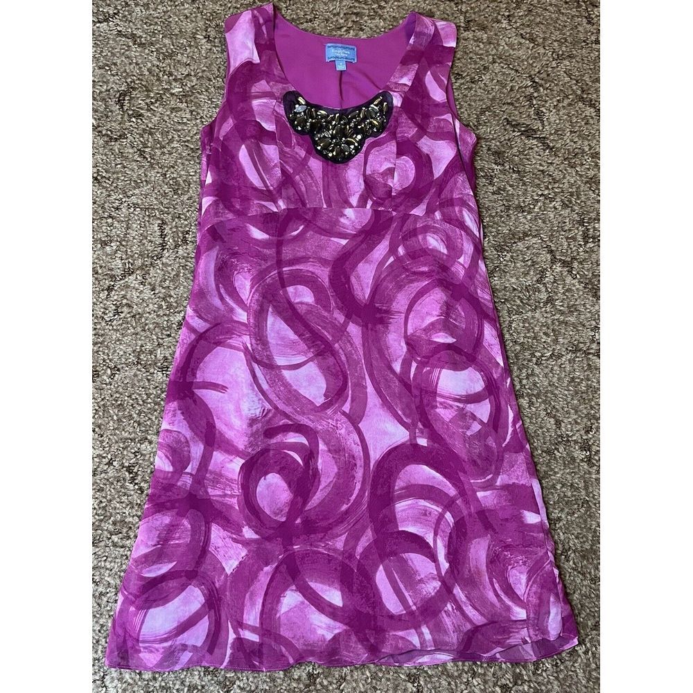 Simply Vera Vera Wang Dress Womens S Purple Abstract‎ Sleeveless Fit & Flare